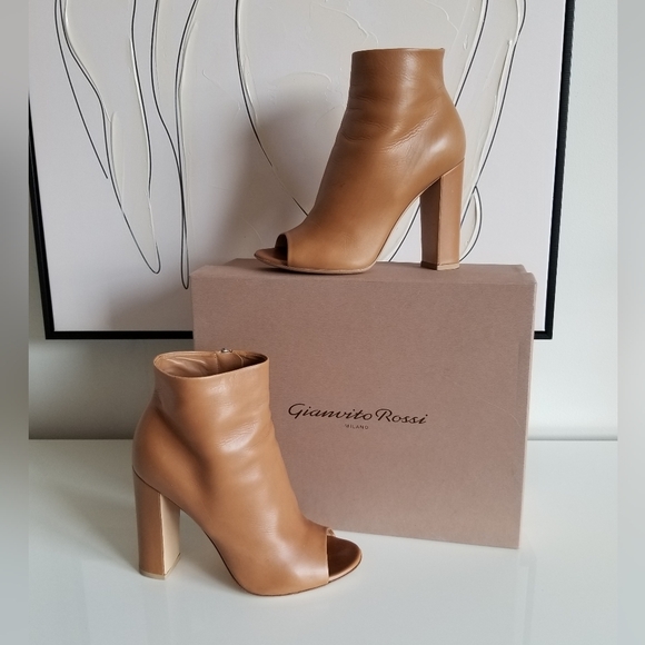 Gianvito Rossi Shoes - Gianvito Rossi $1095 Open Toe Leather Ankle Boots